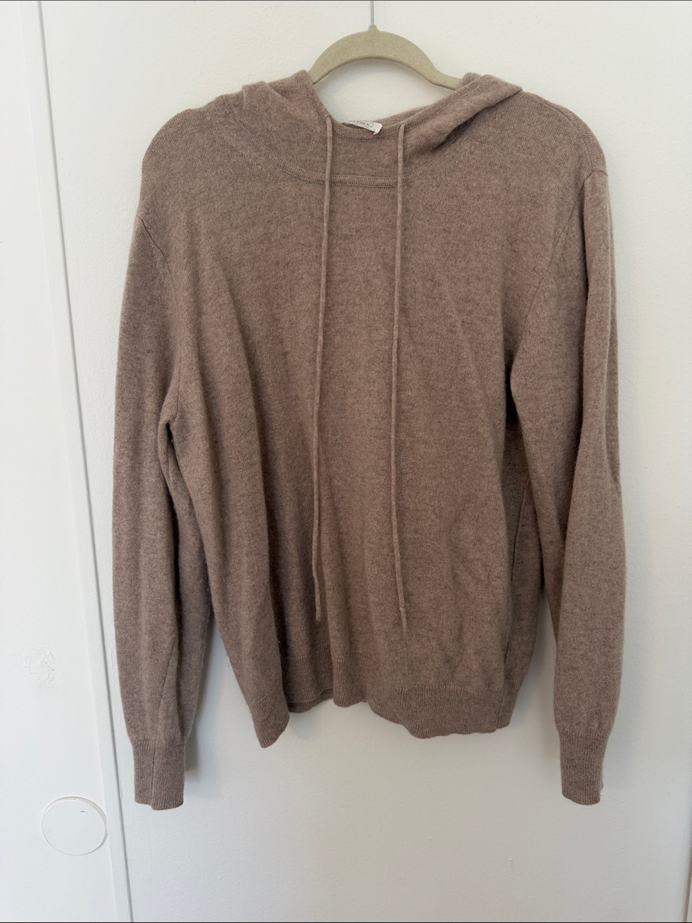 LILYSILK 100% Cashmere Hooded Sweater Taupe L